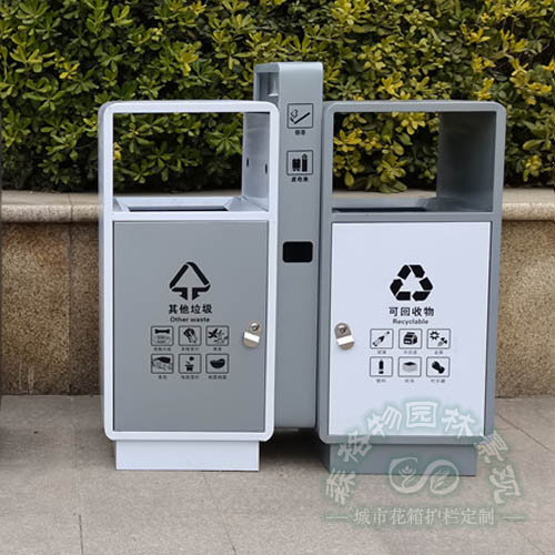 天門戶外不銹鋼垃圾桶雙桶