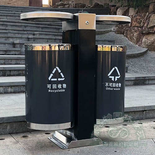 天門圓形不銹鋼雙桶垃圾箱