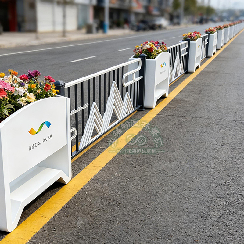 新中式山水意境市政道路花箱護欄