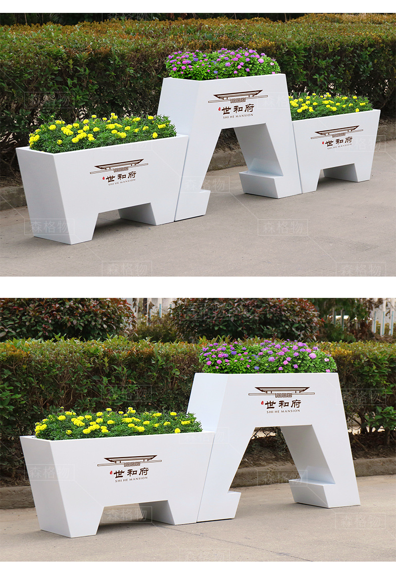 廣場商業(yè)中心不銹鋼花箱  廣場商超不銹鋼花箱組合