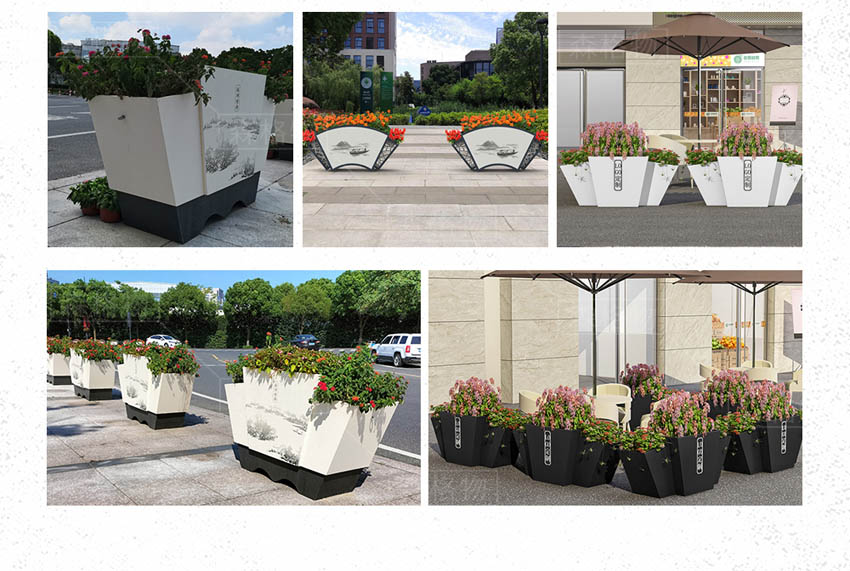 PVC扇形一桶一鏈道路花箱