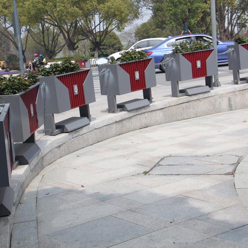 中國紅鐵藝道路鈑金花箱