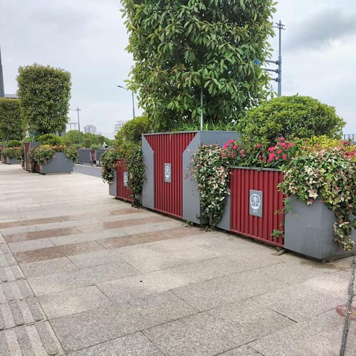 中國紅鐵藝道路鈑金花箱