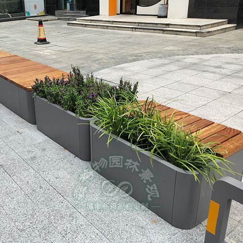 不銹鋼防腐木花箱座椅