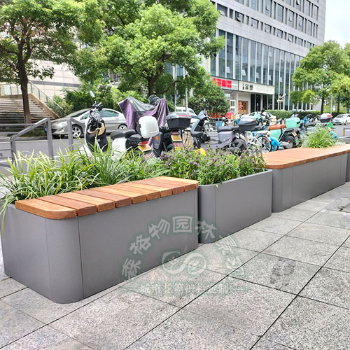 不銹鋼防腐木花箱座椅